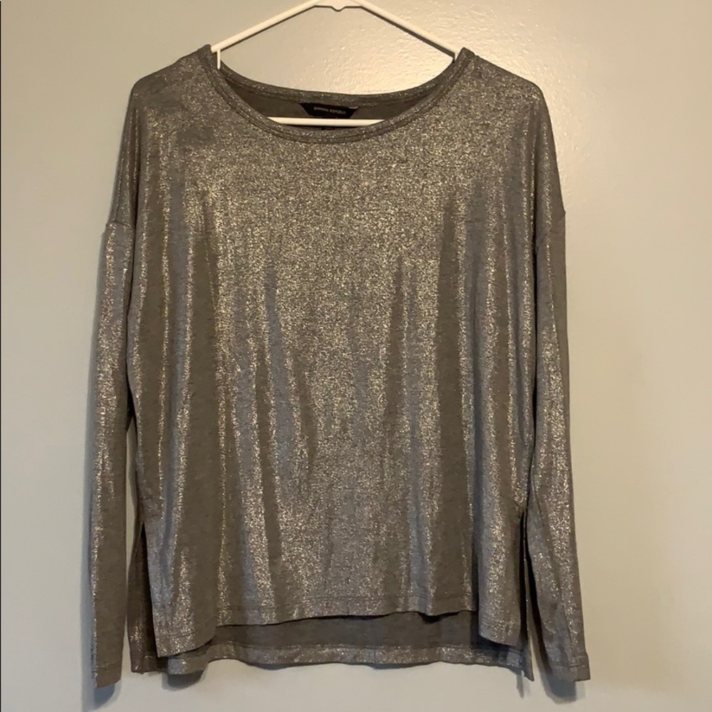 Banana Republic Silver Sparkly Loose Fitted Top